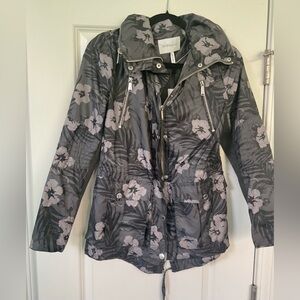 NEW WITH TAGS BCBG FLOWERED RAIN JACKET.